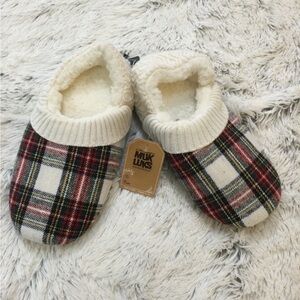 MUK LUKS Plaid Slippers faux fur lining faux suede outsole XL (11/12)